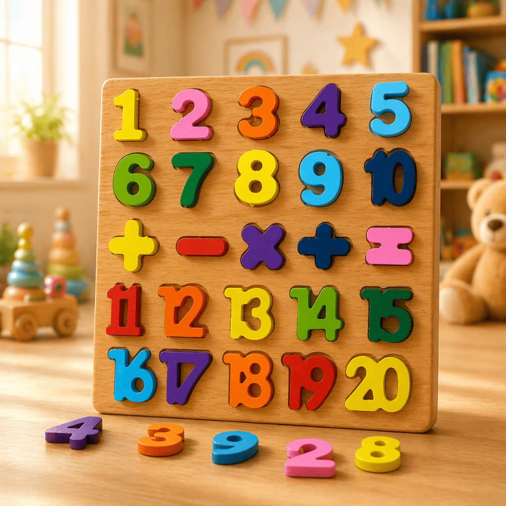 Brinquedo Quebra Cabeça em Madeira Numeral Alfabeto Infantil Educativo Letras Coloridas Didático