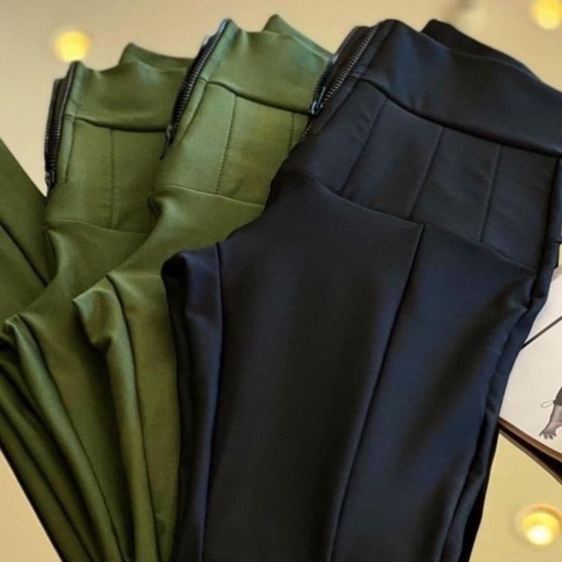 Calça Lipo Verde Militar Legging Suplex Power Disfarça Barriga Cintura Alta