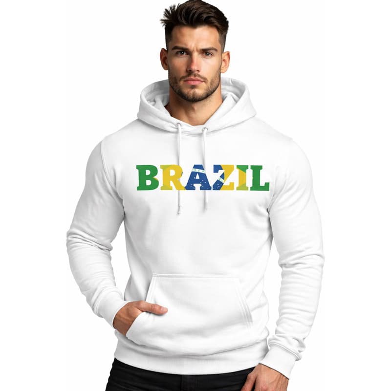 Moletom Brasil Casaco de frio masculino Blusa de frio Abrigo Moletons Brasil copa do Mundo