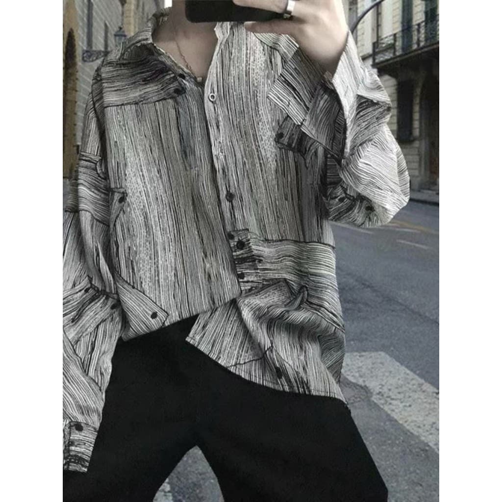 Influenciador muito fada flor camisa masculina estilo preguiçoso solto de manga comprida boate cabeleireiro camisa única
