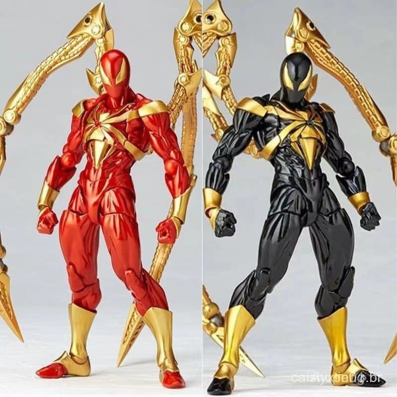 Figuras de Ação Marvel Anime Kaiyodo Revoltech de 15cm Venom Homem-Aranha Homem de Ferro Conjunto de Bonecos Modelo XPBH