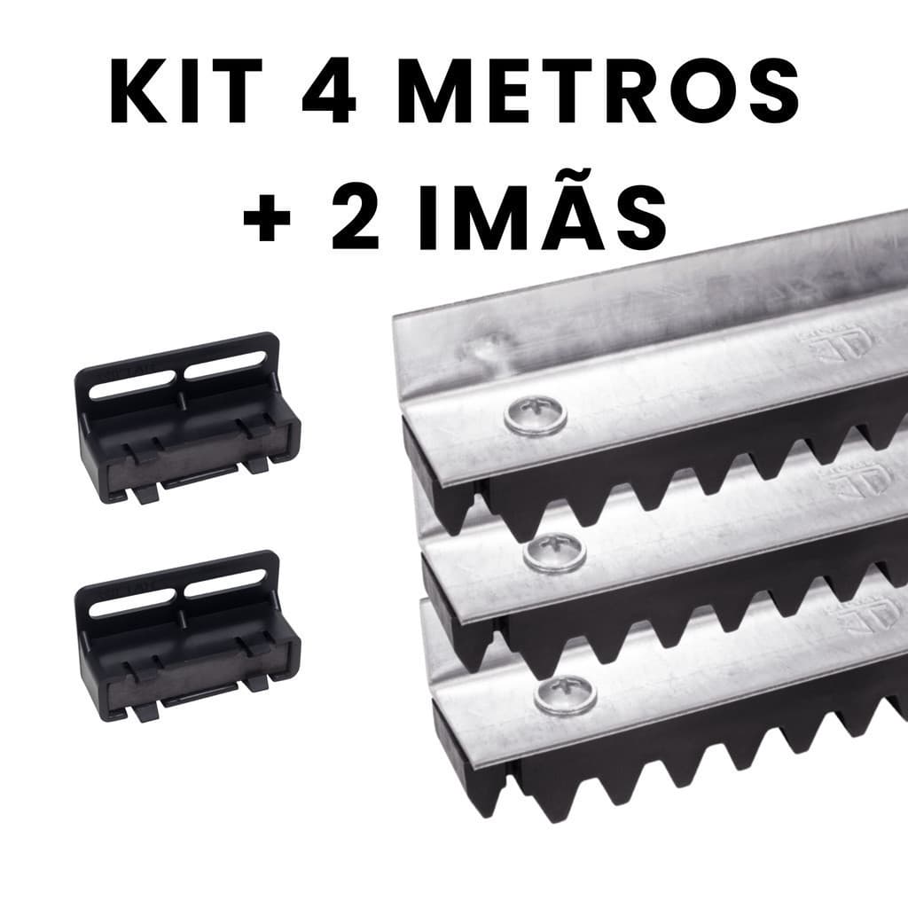 Kit Cremalheira GILTAR de Ferro 4m + 2 Imã Fim de Curso Auto encaixe Residencial