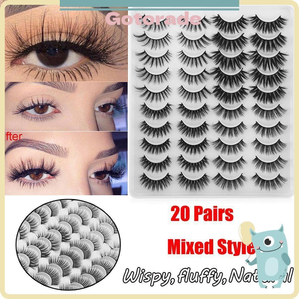 GOTORADECO 20 Pares/set Cílios Postiços Cruzados Moda Feminina Beleza Grosso Longo