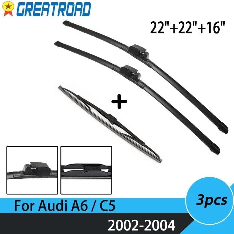 Conjunto De Lâminas De Limpador Dianteiras E Traseiras Para Audi A6/C5 2002 2003 2004 Janela Do Pára-Brisa 22 " + 16 "