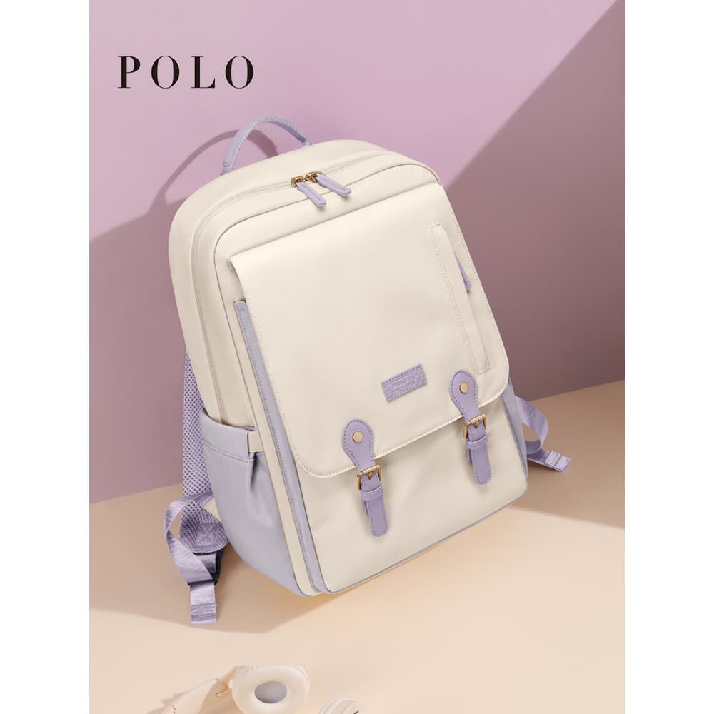 POLO mochila feminina 15.6-Polegada saco de computador High-End viagem estudante universitário mochila Commuter leve sim