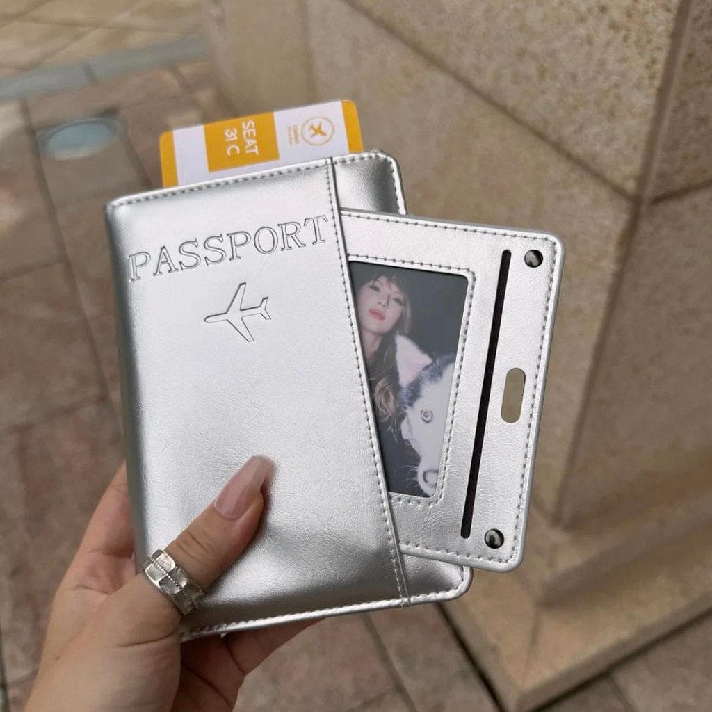 Estoque pronto!Nicho estilo coreano prata-cinza porta-passaporte High-End sentimento viagem no exterior ID documento arm
