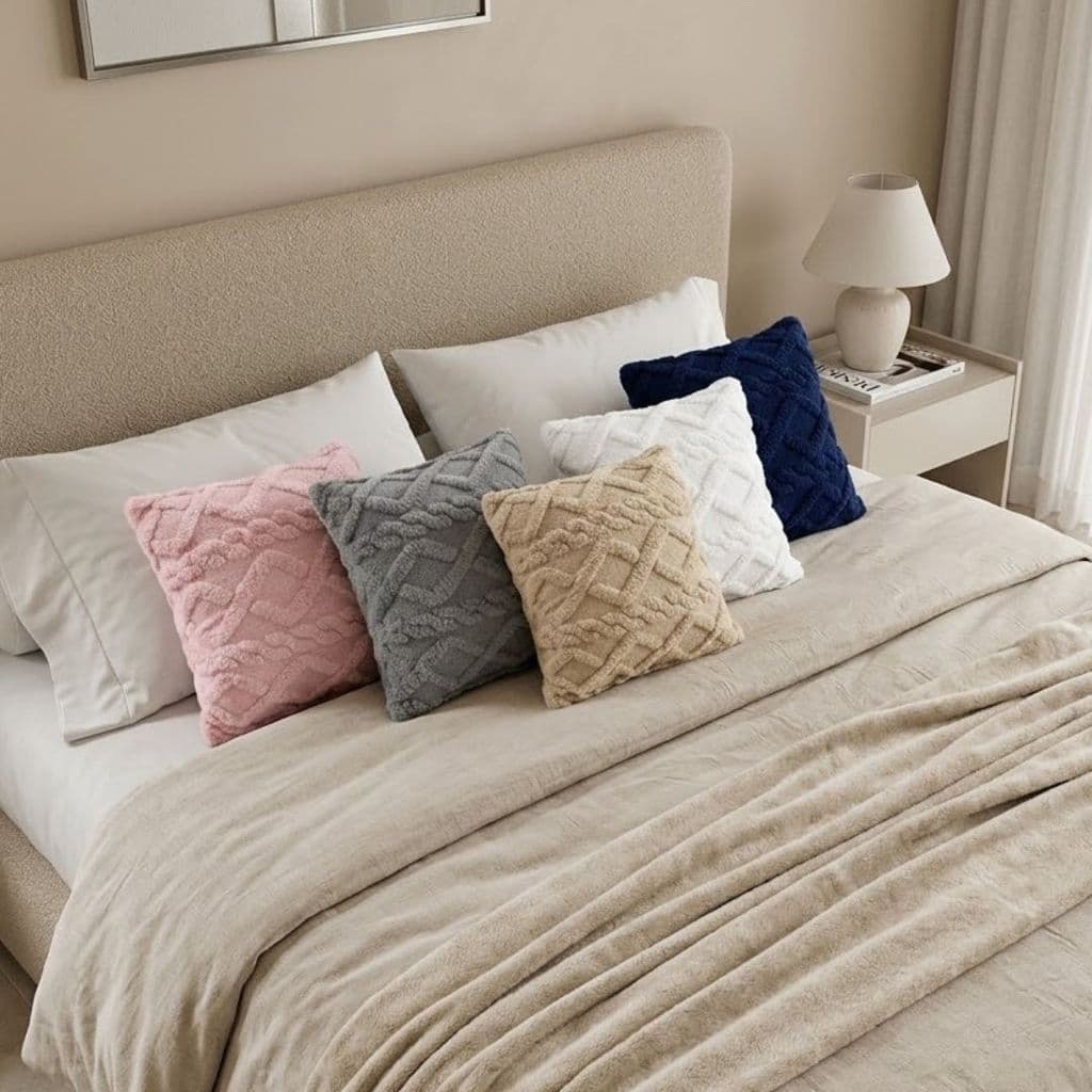 Capa de Almofada Pelúcia Tressed Plus 43CM X 43CM Moderna Elegante Decorativa Para Sala Sofá Quarto