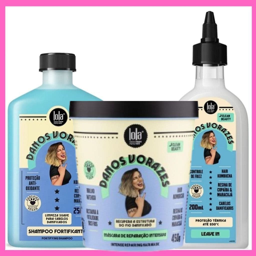 Kit Danos Vorazes - Shampoo + Máscara + Leave in Lola Cosmetics