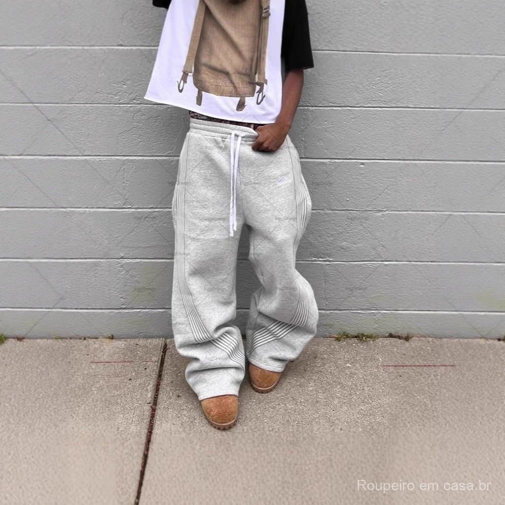 Europeu americano Retro lado listrado calças esportivas y2k impresso Sweatpants jogger calças casuais das mulheres dos h