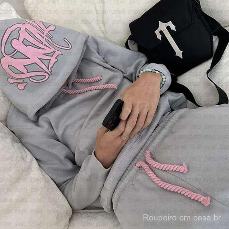 Outono inverno moda street wear impresso moletom solto Y2K Hip Hop street wear masculino feminino pulôver terno Casual