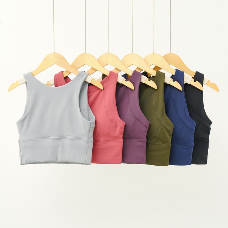 Roupa íntima esportiva roxa porta-copos destacável Nude colete de Fitness de alta intensidade tamanho grande Pu com abso