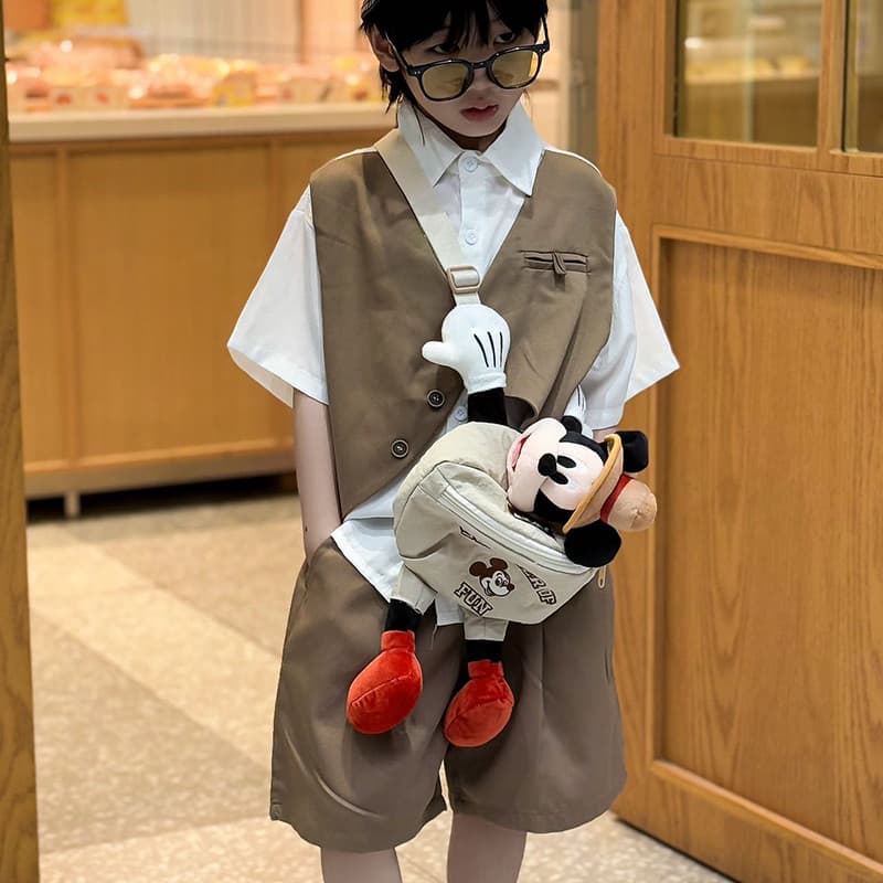 Novo estilo versão coreana bonito dos desenhos animados boneca de pelúcia Mickey Diagonal saco meninos meninas jardim de