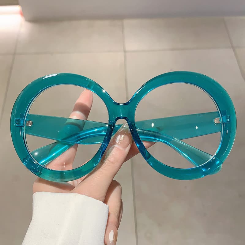 Moda redonda geléia cor grande quadro mais magro olhar único estilo coreano quente menina foto rua Anti-azul-ray influen