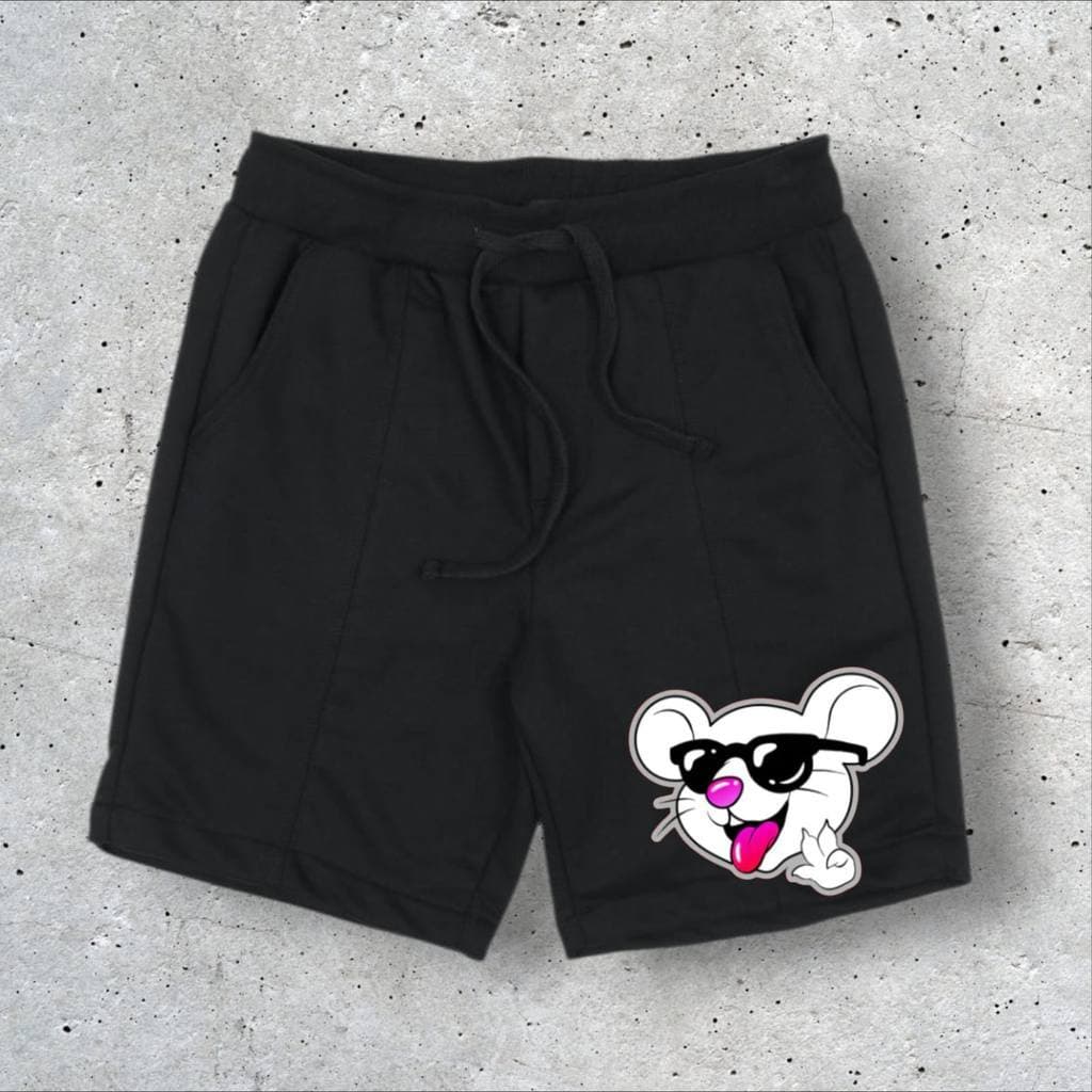 Short Moletom Infantil DTF Novos Elementos Dos Rosa Preto/Bege