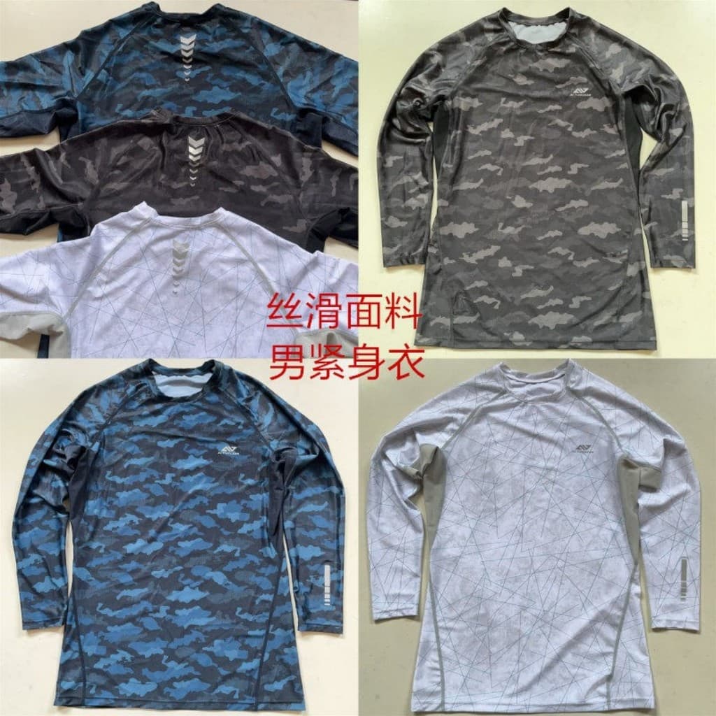 Comércio exterior japonês único masculino roupas de Fitness de secagem rápida manga comprida magro seda compressão roupa