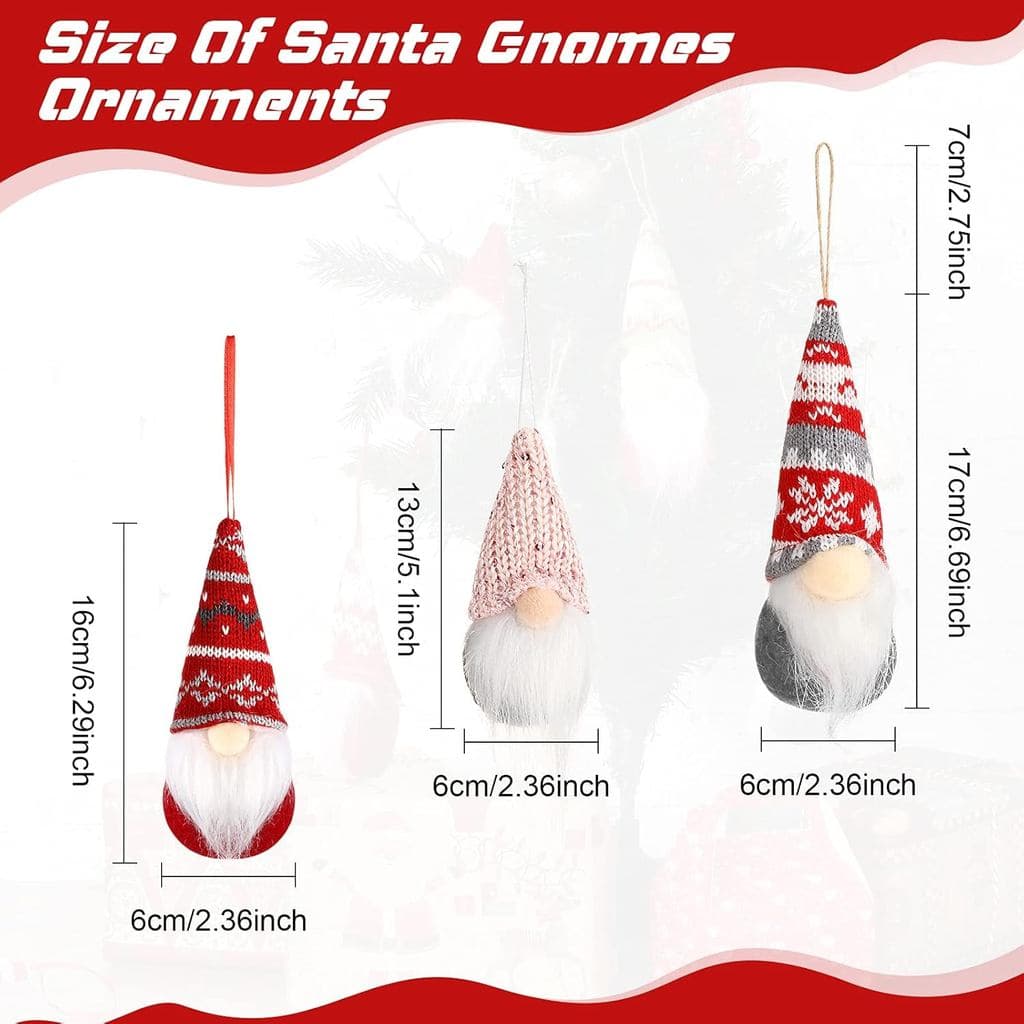 22 Peças de Enfeites de Natal para Pendurar na Árvore, Gnomos Suecos Feitos à Mão, Gnomos de Pelúcia Suecos, Elfo do Pap
