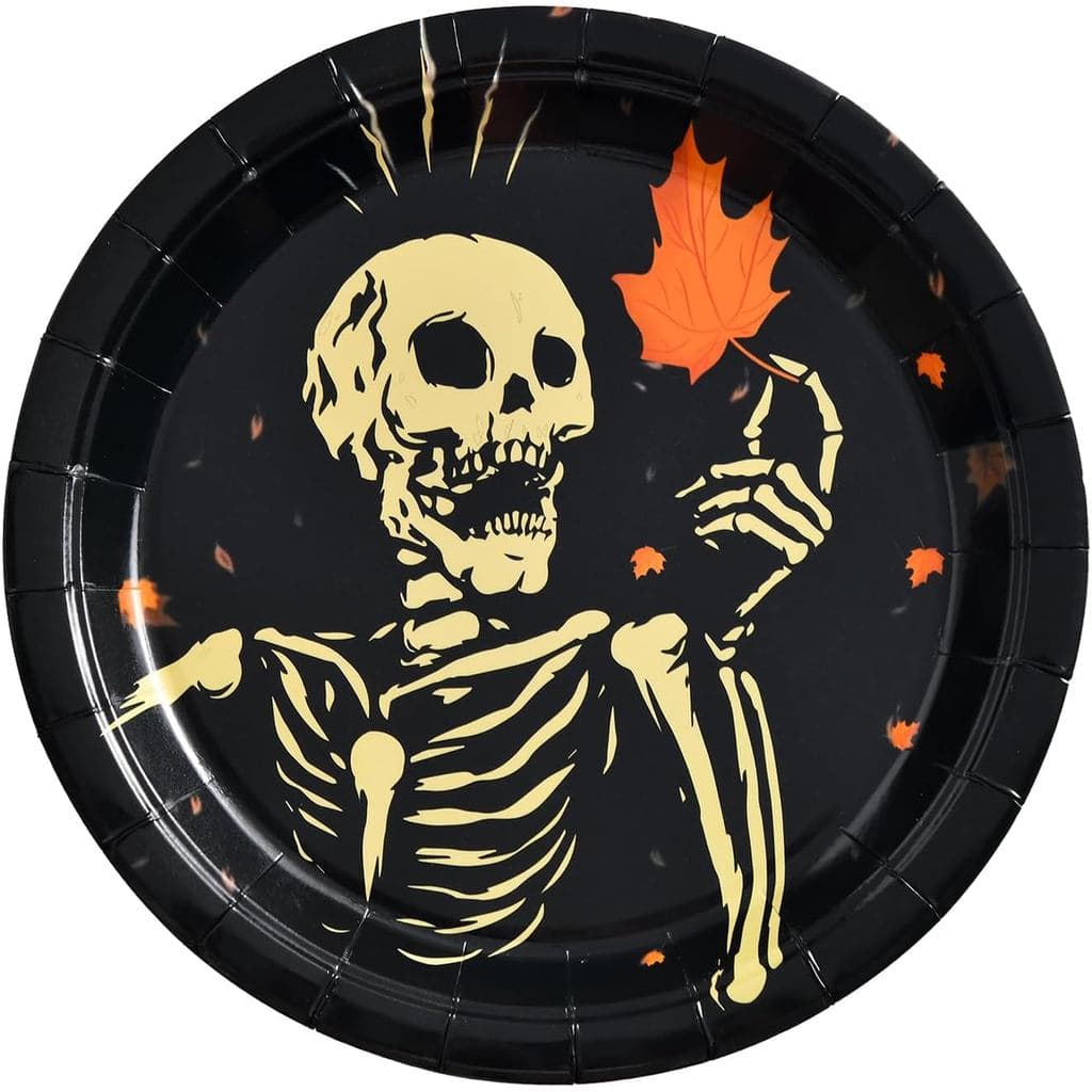 30 Pratos de Papel para Festa de Halloween, Pratos Descartáveis de Papel com Esqueleto para Sobremesas e Bolos de Aniver