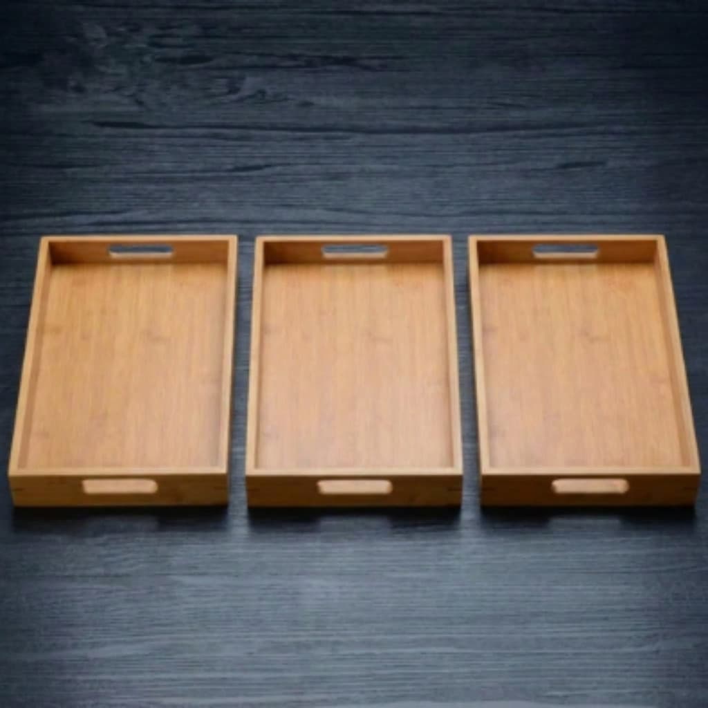 Bandeja para Servir Chá Café da manhã Frios Bolo Cozinha Cantinho bambu com alças retangular decorativa Simples