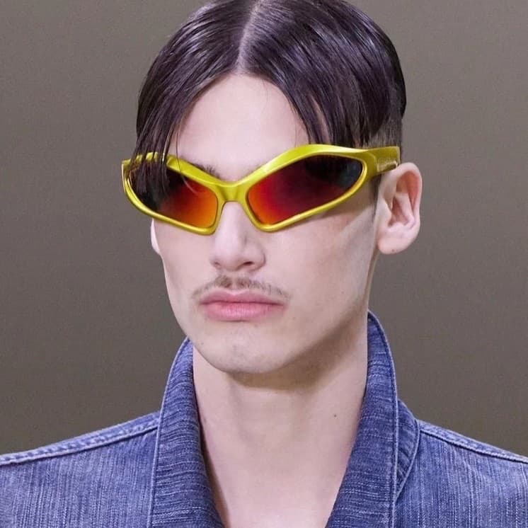 Bom estilo único onda tensão esportes rosto masculino ciclismo óculos de sol na moda protetor solar passarela óculos de