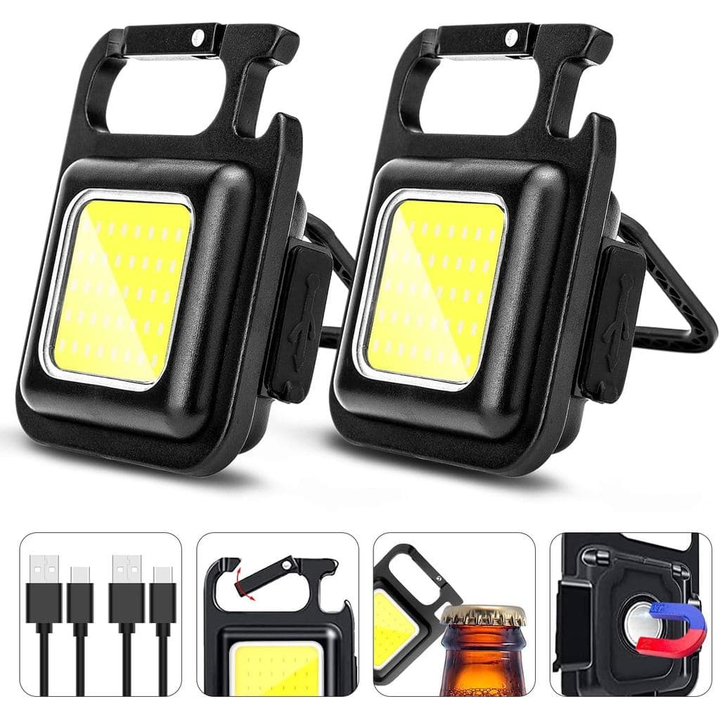 Lanterna de Chaveiro Recarregável MAKDAK COB, Pacote com 2, Luz de Trabalho LED Super Brilhante de Alto Lúmen com Ímã, C