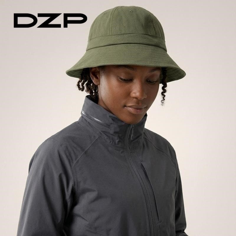 DZP Primavera Verão Novo Estilo Exército Verde Balde Chapéu Aba Grande Rosto Pequeno Casual Protetor Solar Chapéu Guarda