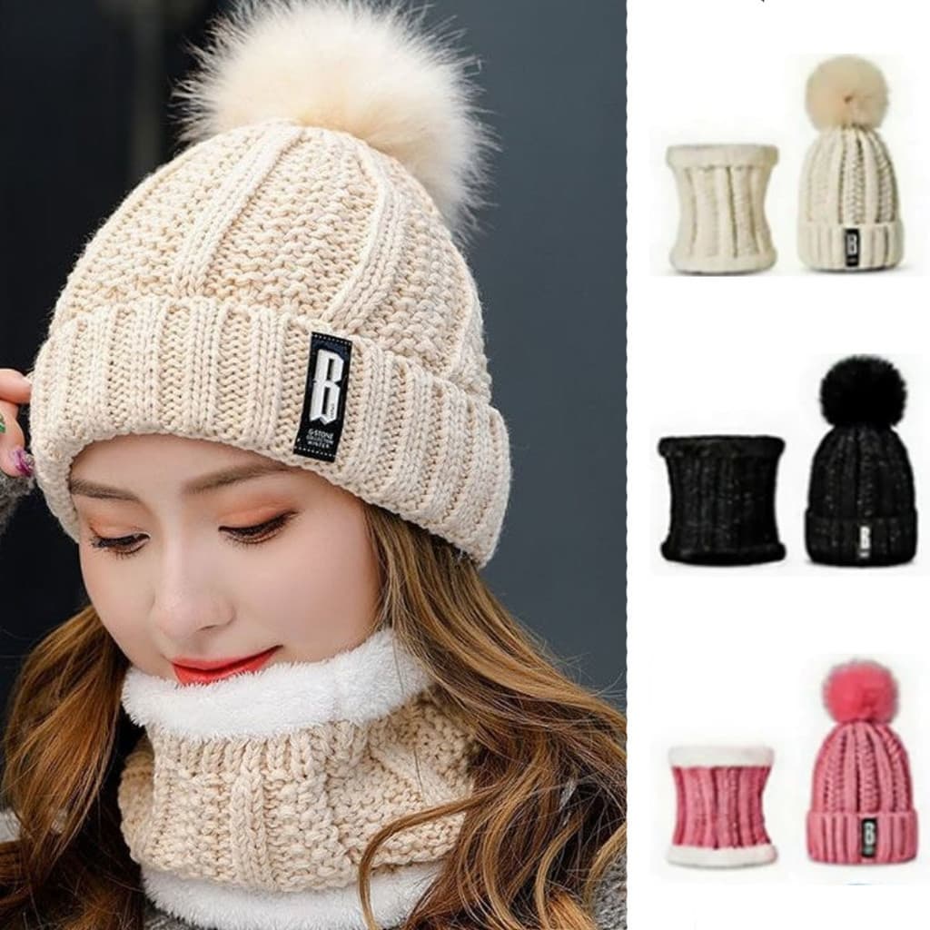 Kit Touca e Gola Forrada de Lã para Inverno
