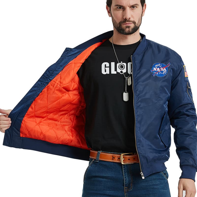 Novo estilo uniforme de beisebol das mulheres dos homens americano nasa elementos nasa jaqueta MA1 vôo vazio jaqueta out