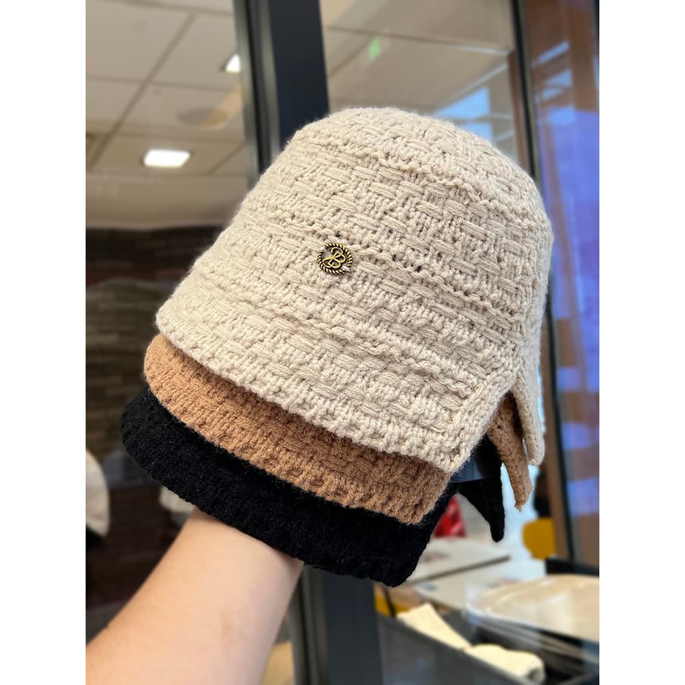 Outono inverno novo estilo de lã oco malha balde chapéu feminino viagem respirável All-Match olhar pequeno moda balde ch