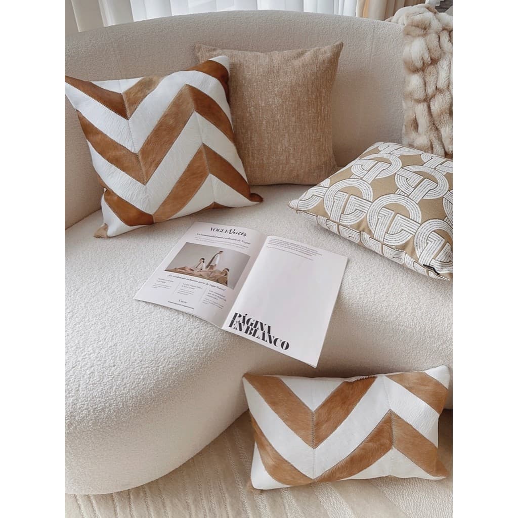 [Travesseiro de série de couro de leite Real] Texdream Atitude moderna luz luxo sofá de pele decoração de almofada de qu