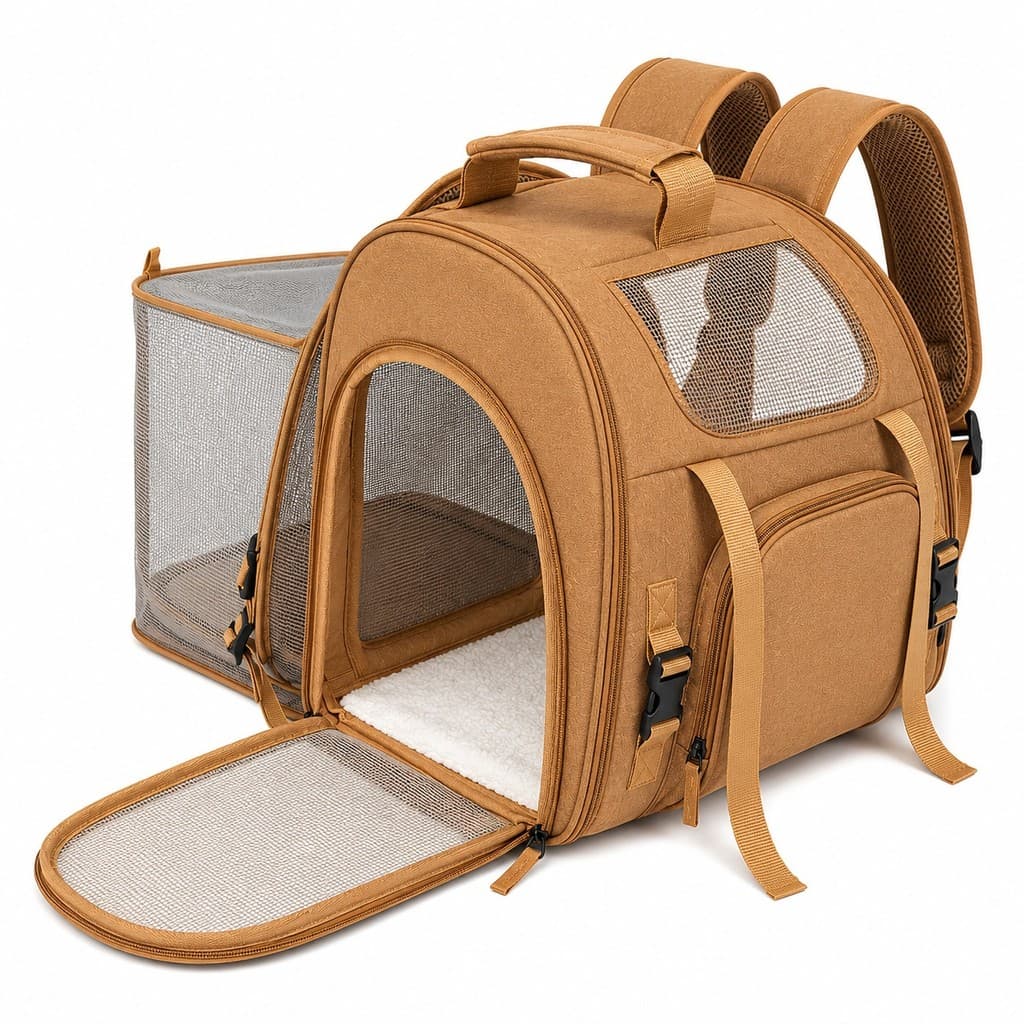 Mochila Pet Luxo Expansível para Gatos e Cães Bolsa de Viagem Avião Respirável Impermeável Premium com Tapete