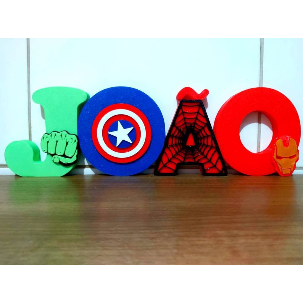 Letras Heróis - Decoração Quarto Infantil - Decoração Aniversário Temas Heróis Variados
