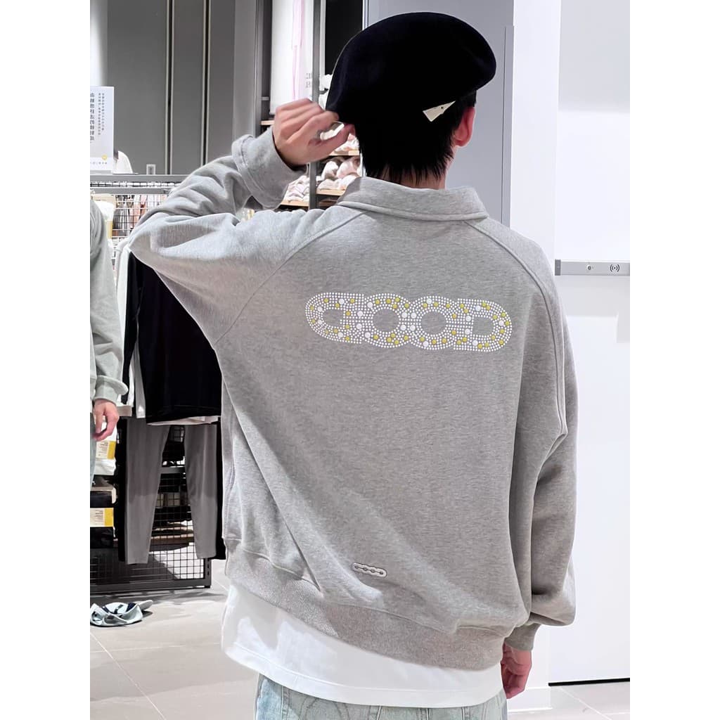 Outono luz luxo pérola carta botão moletom das mulheres dos homens Street Wear de manga comprida rufião bonito lapela ca