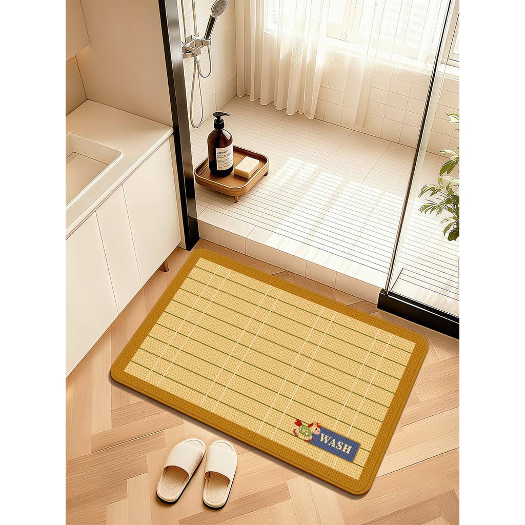 Estilo creme moderno imitação de linho tecido tapete do banheiro doméstico absorvente de secagem rápida pé tapete da por