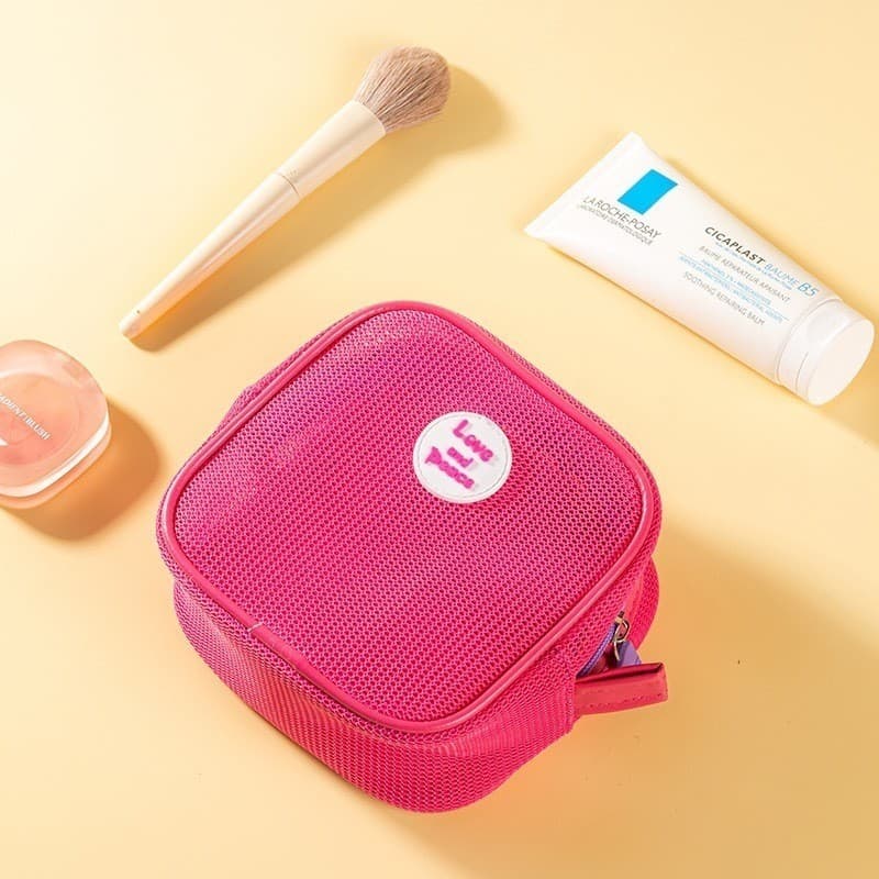 Necessaire Organizador Transparente Respirável Pequena para Maquiagem, Praia, Viagens e Dia a Dia