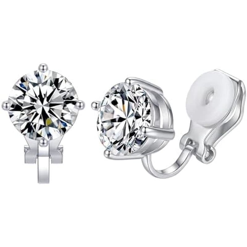 Brincos de clipe de zircônia em cubo, brincos de clipe de cristal hipoalergênico, brincos femininos sem piercing
