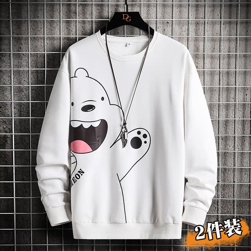 Em torno do pescoço moletom na moda marca masculina dos desenhos animados impresso manga comprida camiseta 2026 outono n