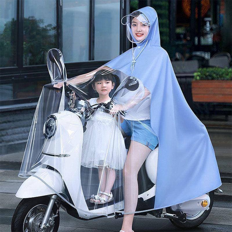 Motocicleta carro elétrico capa de chuva corpo inteiro à prova de chuva bateria carro adulto pai-filho capa de chuva Pon
