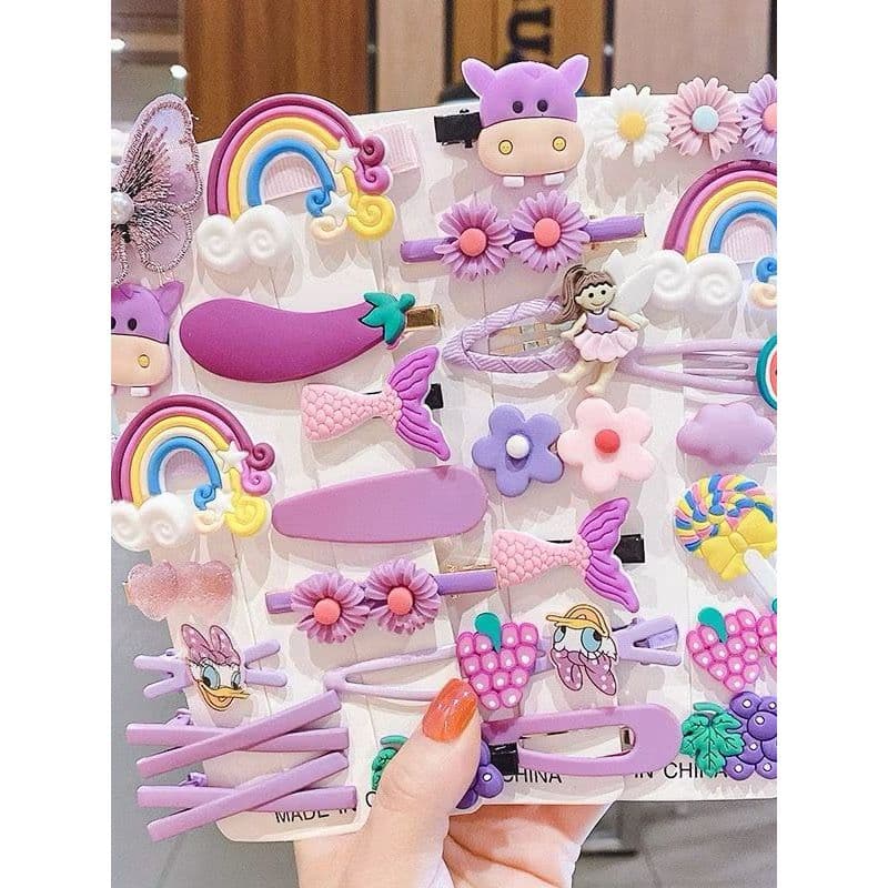 Kit 14/28/42 Presilhas Tic Tac Coloridas Fofinhas Penteado Fashion Cabelo Infantil Tic-Tac Bico de Pato Emborrachado