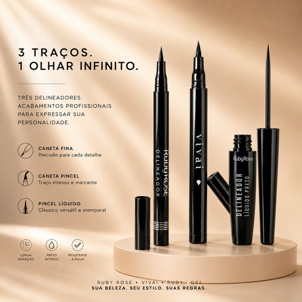 DELINEADOR PRETO | Delineador Caneta ou Liquido Ultra Fino À Prova D’Água - Maquiagem e Beleza