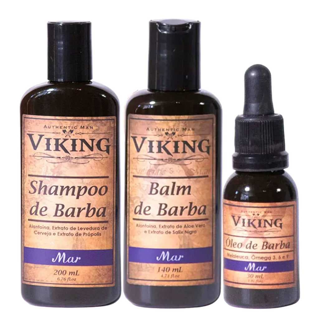 Shampoo de Barba Mar 200ml + Balm de Barba Mar 140ml + Óleo de Barba Mar 30ml