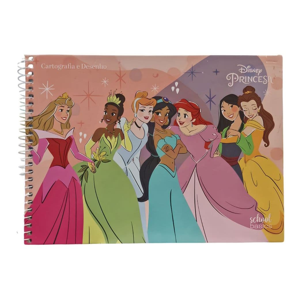 Caderno Cartografia Princesas Disney Capa Dura Para Desenho