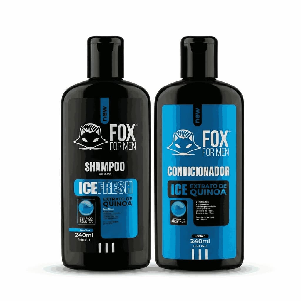 Kit Shampoo e Condicionador ICE Quinoa Fox For Men Hidratação Profunda e Brilho Natural No Cabelo