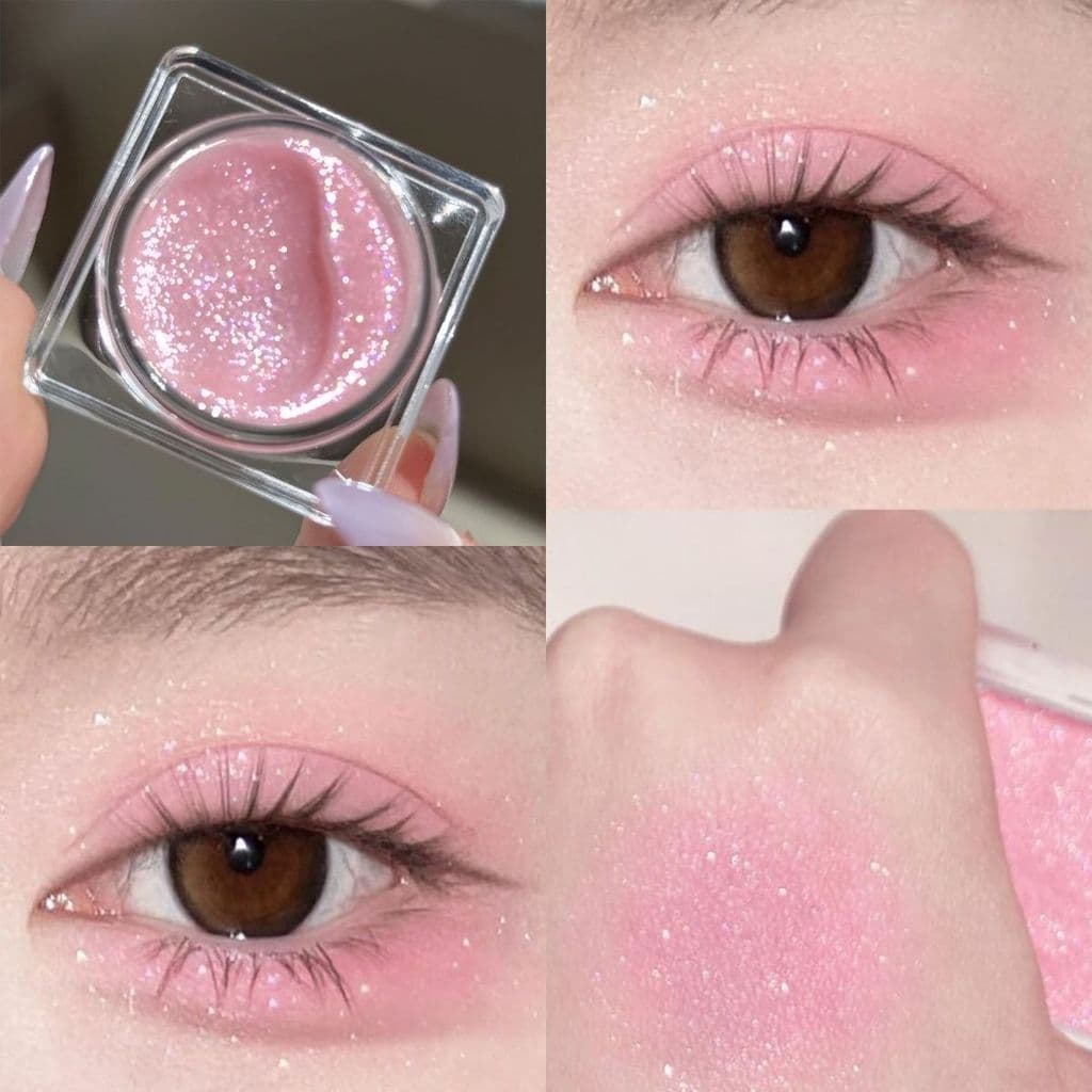 Atmosfera doce coreana transparente!Paleta de sombras rosa diamante quebrado brilho fino Blush alto brilho líquido brilh