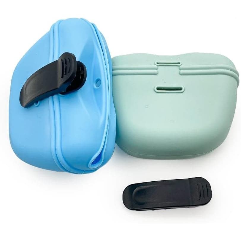 2 Peças de Bolsa de Silicone para Petiscos de Cão, Bolsa Portátil para Treinamento de Cães com Fecho Magnético e Clipe,