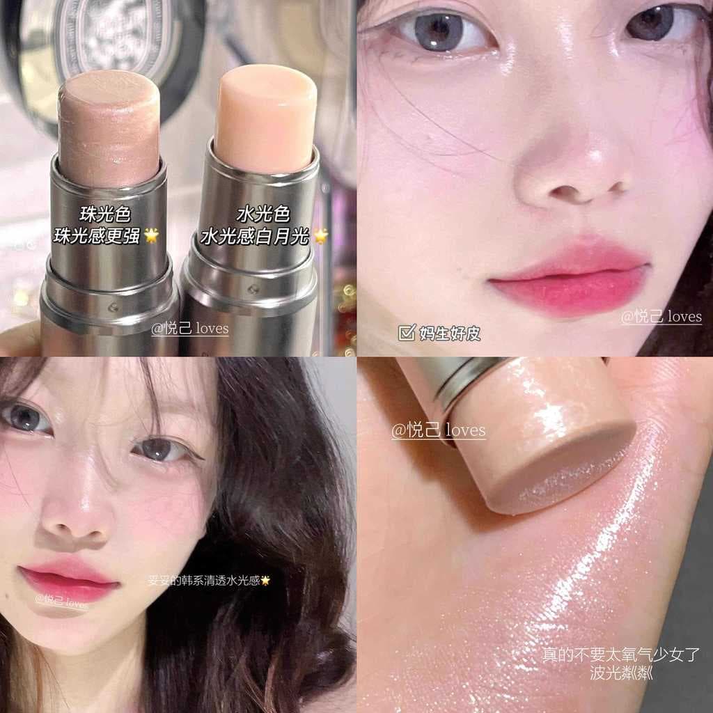 Recomendação genuína falso rosto liso alto brilho água brilho vara perolado seda Blush hidratante contorno vara Natural