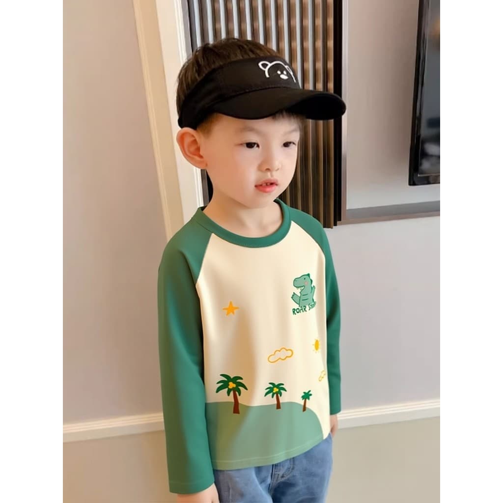 27 crianças roupas infantis de manga comprida camiseta crianças primavera em torno do pescoço puro algodão camisa de fun