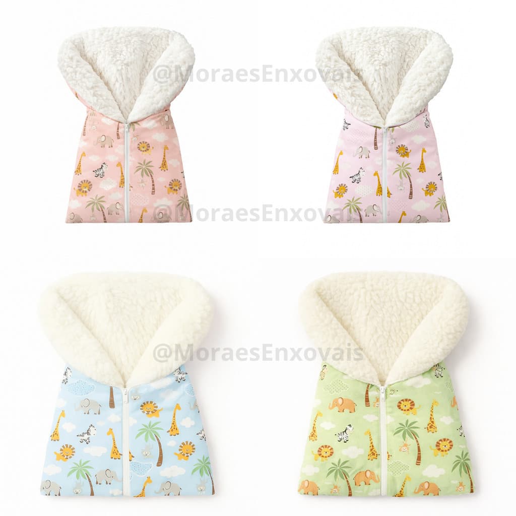 Saco de Bebê Dormir Com Zíper Sherpa Várias Estampas original