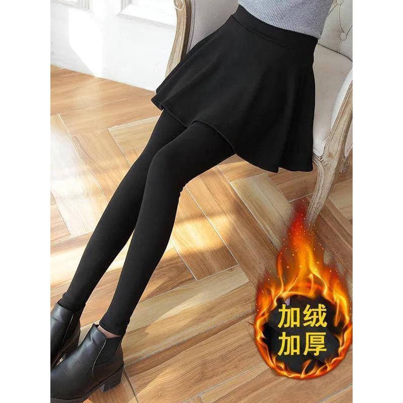 Forro de lã engrossado falso de duas peças versão coreana saia plissada requintado Culottes femininos inverno exterior W