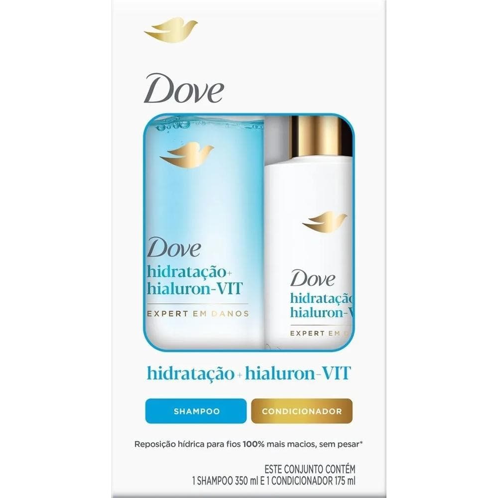 Dove Kit Shampoo 350ml e Condicionador 175ml Hidratação + Hialuron-Vit