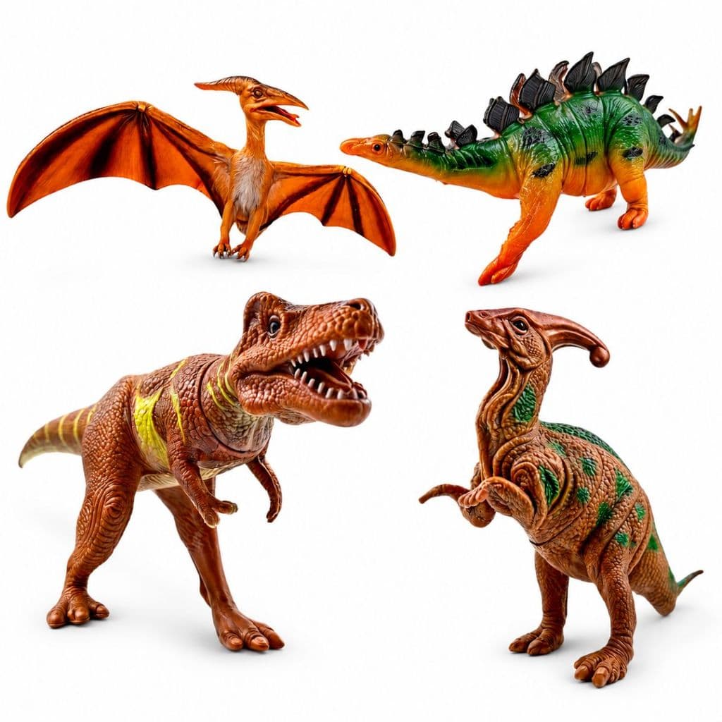 Kit Dinossauros 4 Peças Vinil Brinquedo Crianças bichos